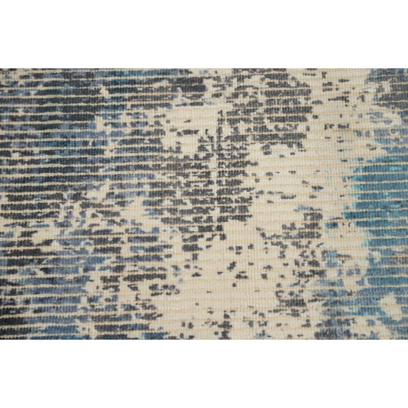 Hand Knotted Oriental Viscose Silk Carpet Modern Abstract Multi-Colored Abstract Area Rug - 4' 0'' X 2' 0''