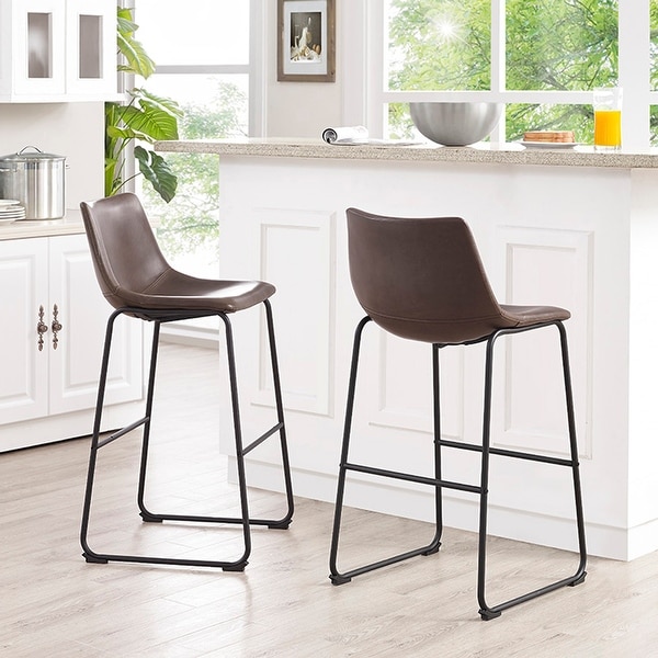 Carbon Loft Prusiner Faux Leather Bar Stool, Set of 2. Opens flyout.