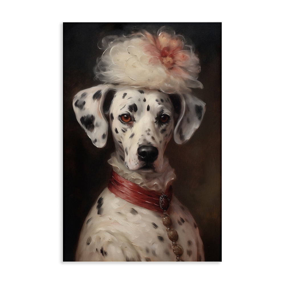 Stupell Dalmatian with Fancy Hat Portrait Canvas Wall Art Design By Wumples