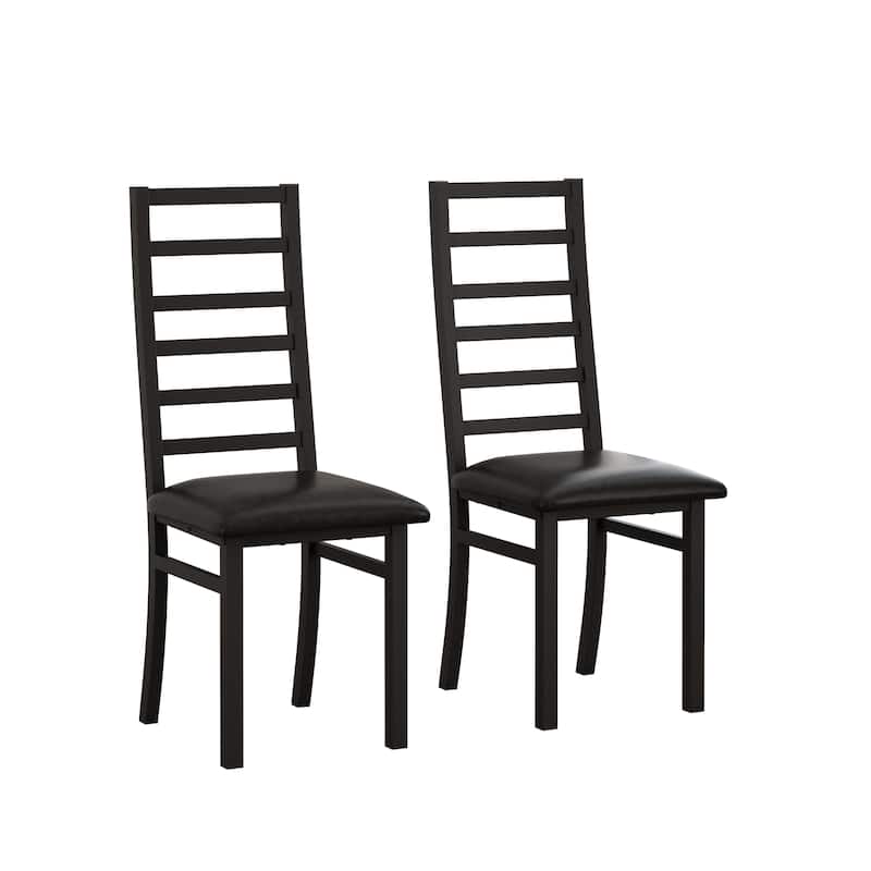 Metal Dining Chairs Set of 2, Steel Legs and PU Leather Seats, High Back Armless Dining Chairs, for Kitchen, Living Room
