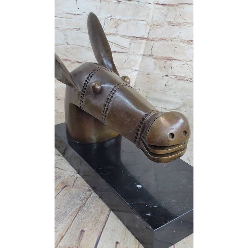 Pablo Pico Donkey Bronze Statue Sculpture Figure On Marble Base 10 Inches X 18 Inches
