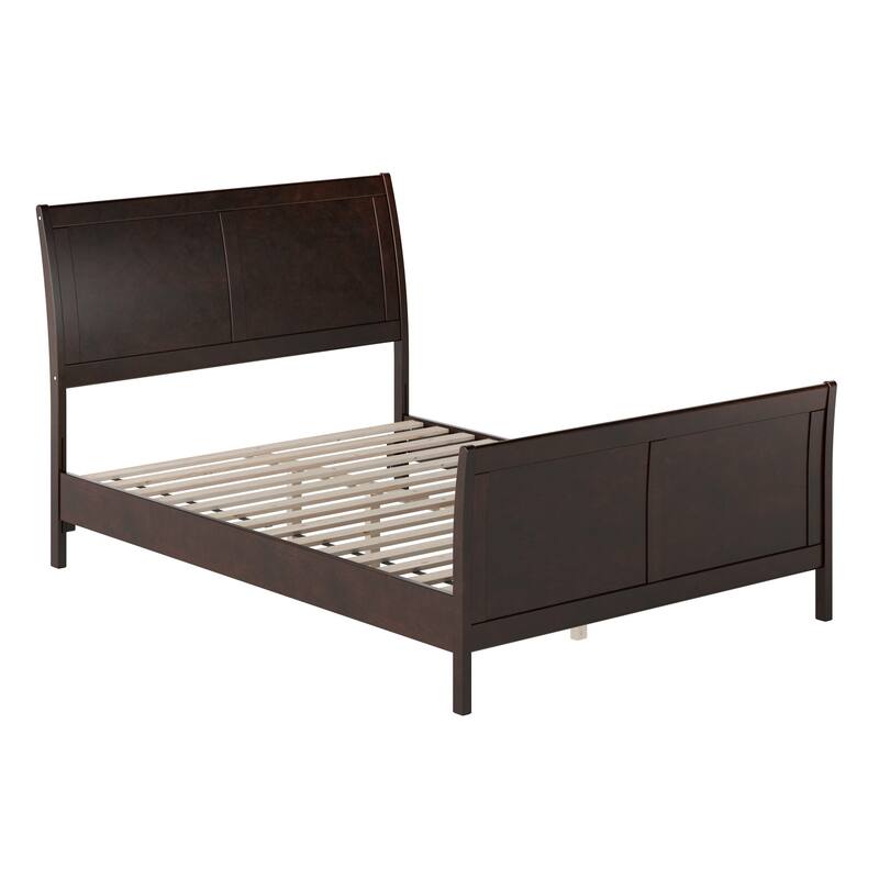 Valencia Solid Wood Low Profile Sleigh Platform Bed with Matching Footboard