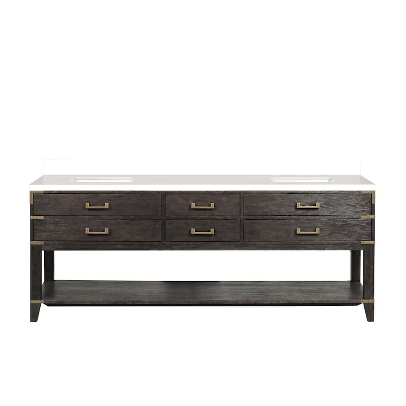 Norwalk 60 in W x 22 in D Black Oak Double Bath Vanity and Cultured Marble Top