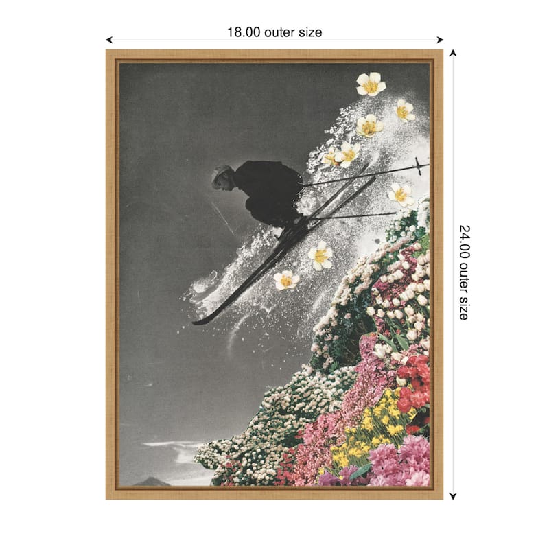 Kate and Laurel Sylvie Spring Skiing Framed Canvas by Sarah Eisenlohr