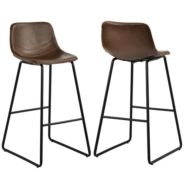 Low Back Footrest Leatherier Height Bar Stools Dining Chairs Set