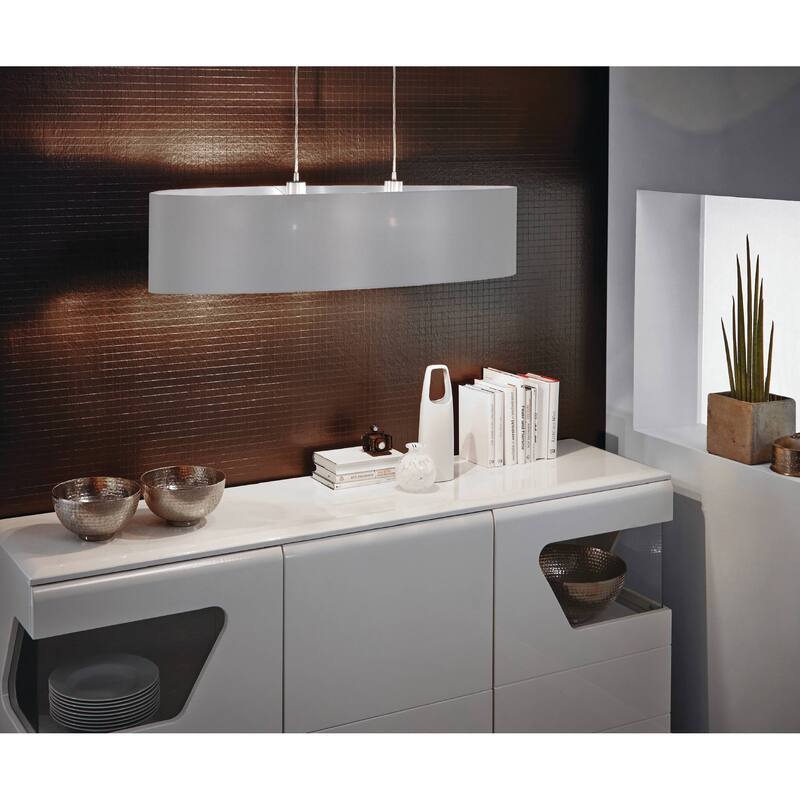 Eglo Maserlo 2-light Satin Nickel Pendant with Grey and Silver - Satin Nickel