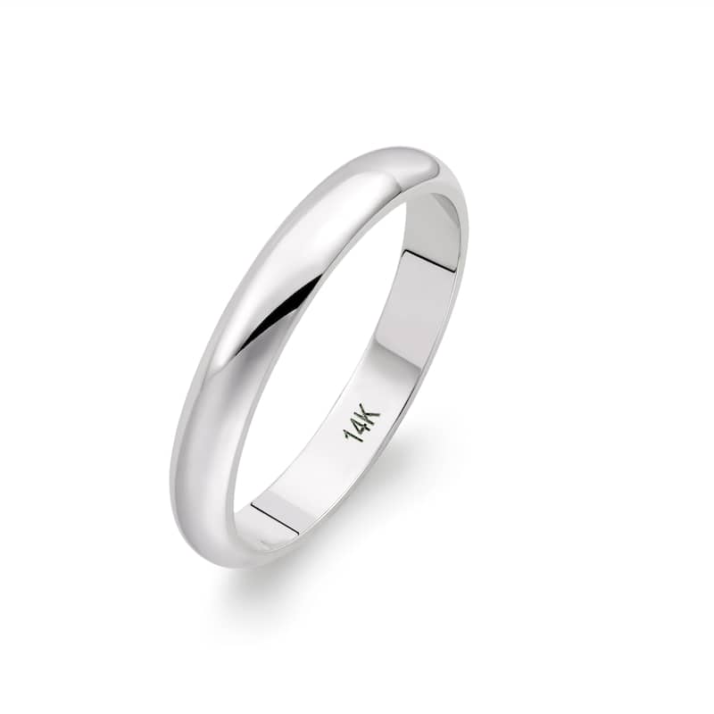 Clover White Gold High-Polish Classic Wedding Band 2-3mm - 14k - 7 (3mm)