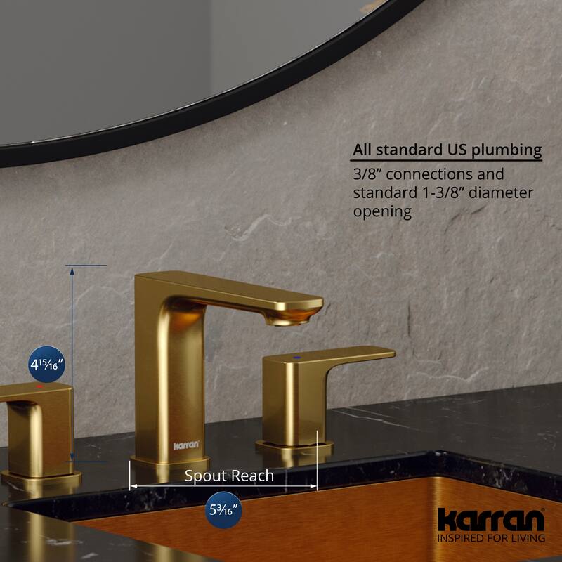 Karran Venda KBF514 2-Handle Three Hole Widespread Bathroom Faucet with Matching Pop-up Drain