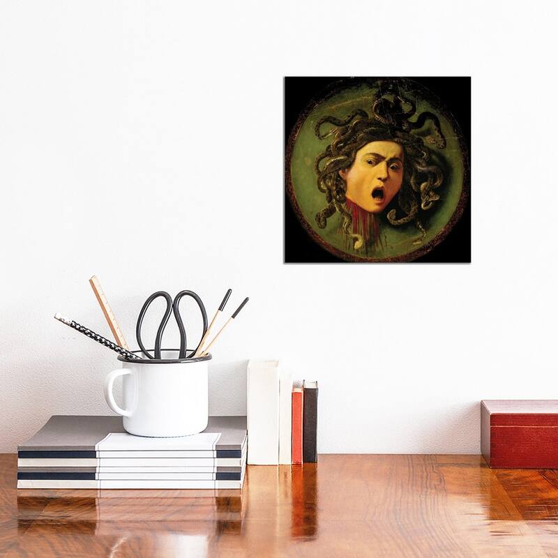 iCanvas "Medusa, Painted On A Leather Jousting Shield, C.1596-98" by Michelangelo Merisi da Caravaggio Canvas Print - 12x12x0.75