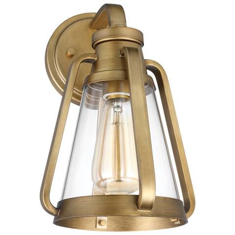 Everett 1 Light Small Wall Sconce Natural Brass with Clear Glass