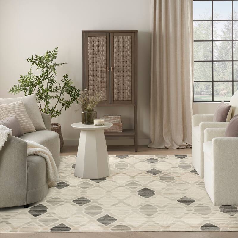 Nourison Serenity Home Indoor only Beige Geometric Area Rug