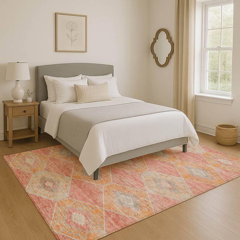 Premium Washable Super Soft Modern Global Mayfield Rug - Coral - 2'6" x 3'10"