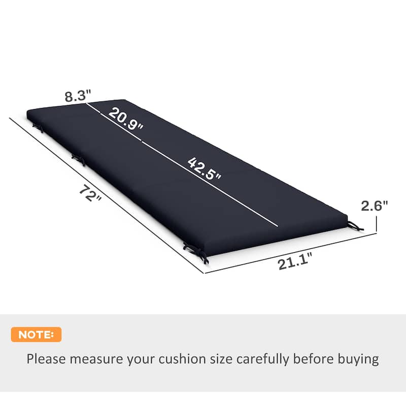 Outsunny Outdoor Chaise Lounge Cushions Set of 2, Chaise Lounge Cushions with 6 Ties, High-Density Foam