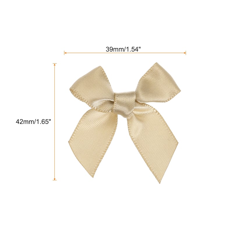 30Pcs Mini Ribbon Bow 1.5" Mini Fabric Satin Ribbon Flower Bows - Light Brown