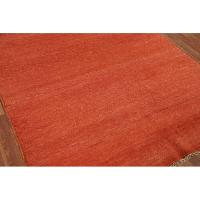 Modern Gabbeh Oriental Area Rug Hand-Knotted Contemporary Wool Carpet - 5'0" x 6'6"