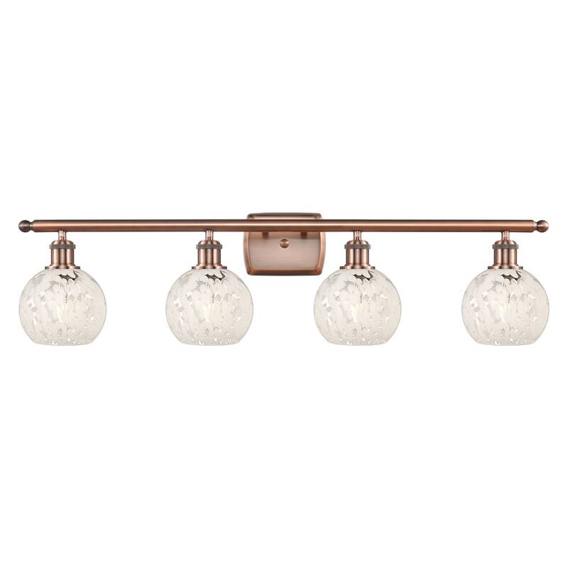 Innovations Lighting 516-4W-9-36-White Mouchette-Bathroom Vanity Light - Antique Copper / White Mouchette