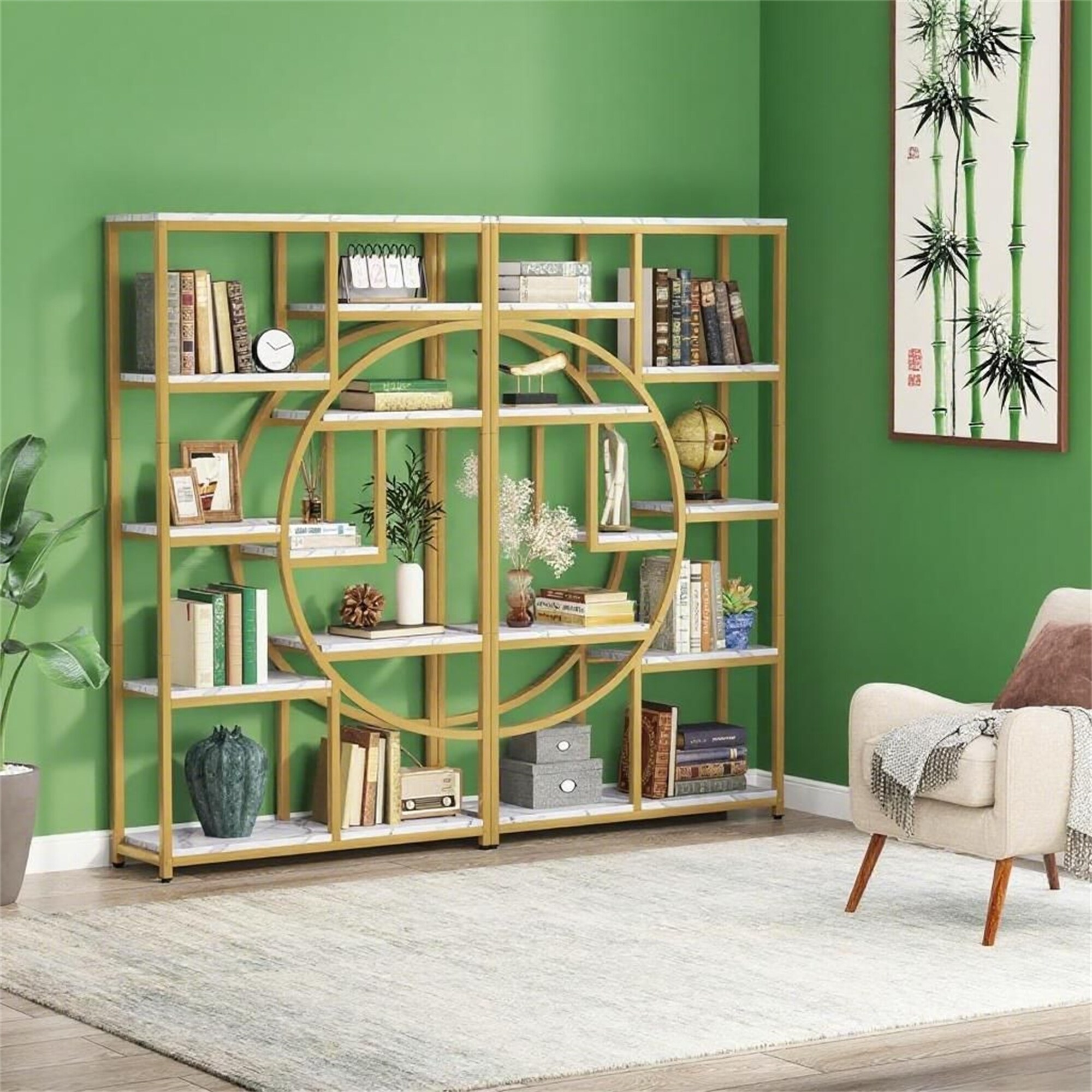 Geometric Half-Moon Bookcase - Overstock - 43572764