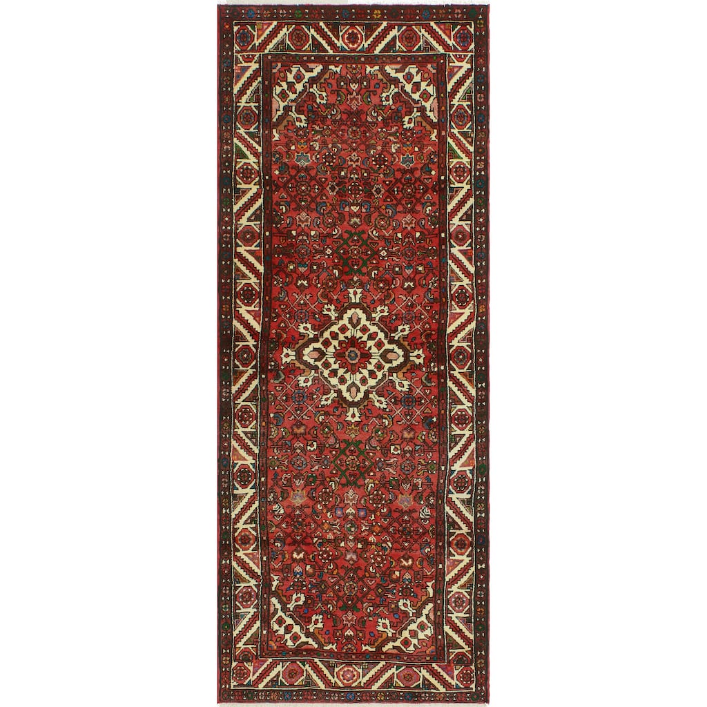 Fine Vintage Distressed Samia Rust/Ivory Runner - 3'3" x 9'2"