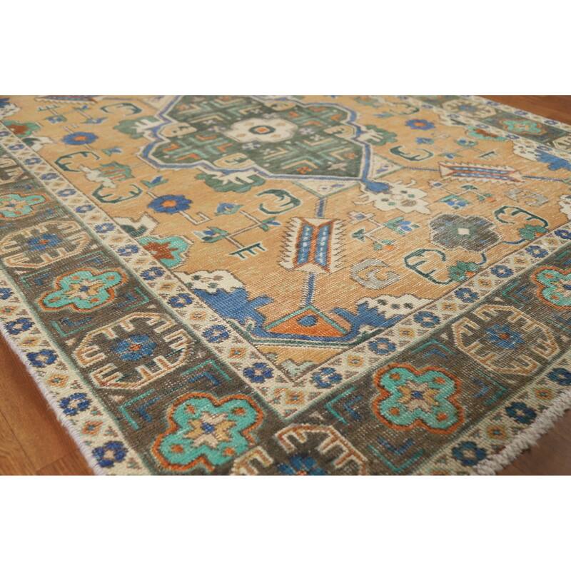 Hand Knotted Oriental 100% Wool Carpet Traditional Medallion Oranges & Rust Tabriz Area Rug - 6' 4'' X 4' 11''