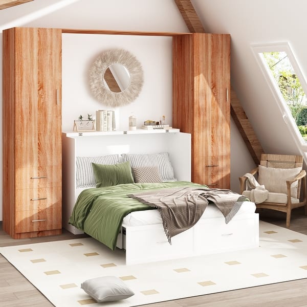 dresser beds Twin Low Loft Bed With 2 Dressers Simply White and Brushed Fog drawer pulls are finished in brushed nickel Dresser Full Murphy Bed White