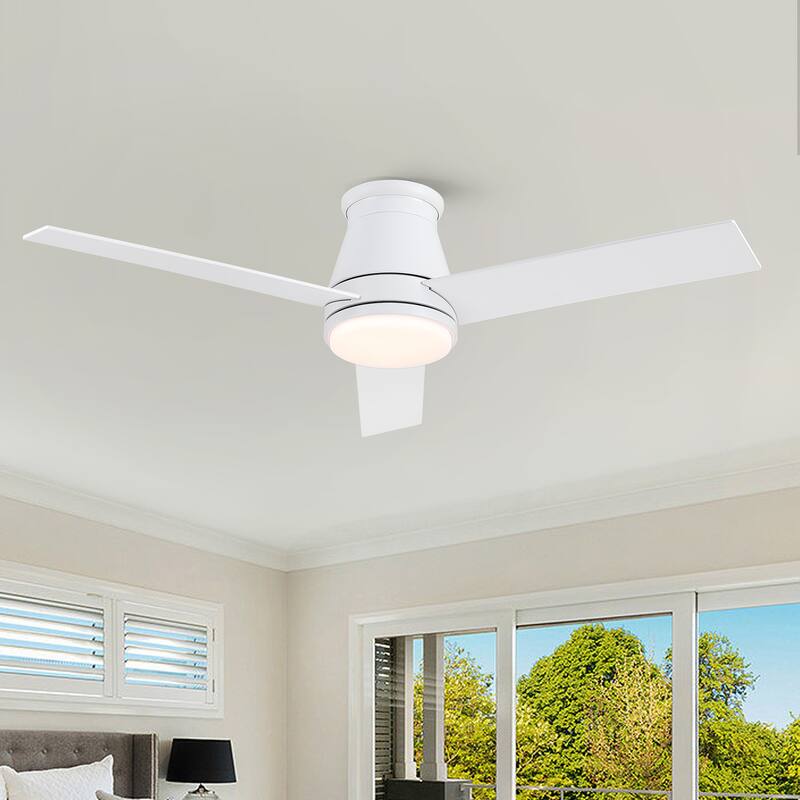48" White Blades Lowe Profile Ceiling Fans with Light