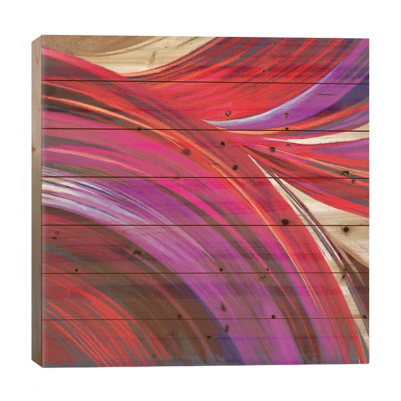 Riding The Wave II Print On Wood by Nel Whatmore - Multi-Color - 26x26x1.5