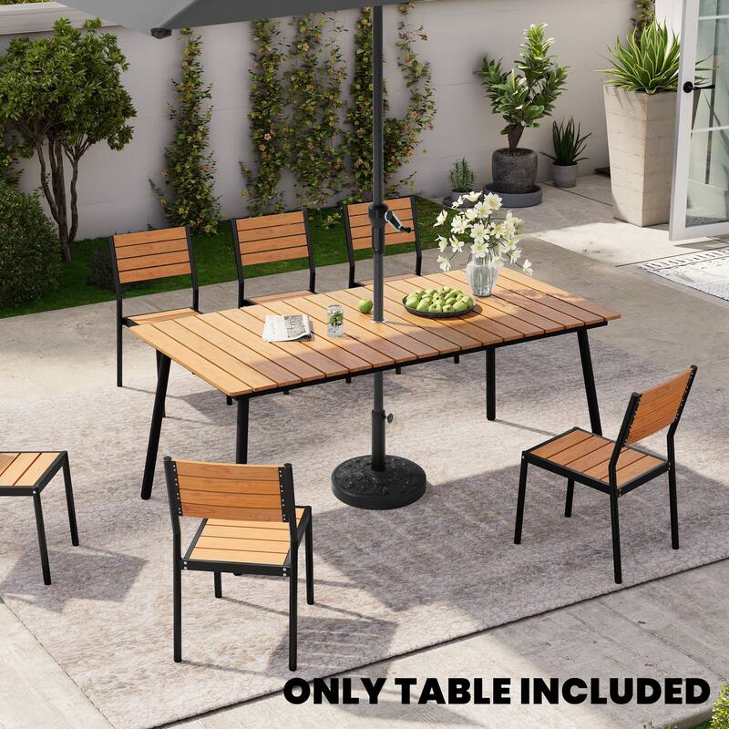 Crestlive Products Outdoor Rectangle Aluminum Dining Table with Umbrella Hole