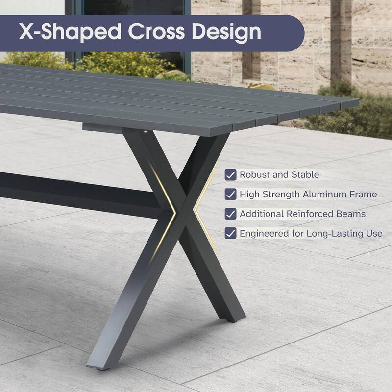 PURPLE LEAF 7-11 Patio Dining Set, Aluminum Frame Table, Wicker Chairs