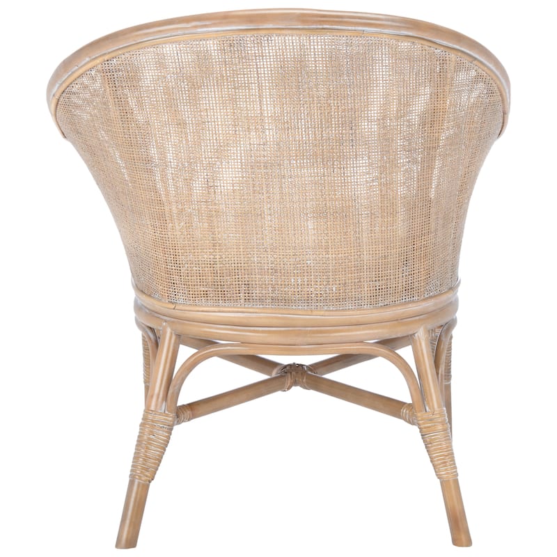 SAFAVIEH Vada Coastal Rattan Accent Chair with Cushion - 28.2" W x 27.2" L x 33.1" H - 28Wx27Dx33H