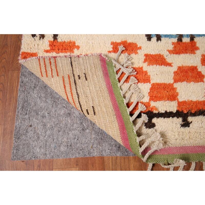 Tribal Plush Moroccan Area Rug Hand-Knotted Wool Carpet - 6'5" x 9'10"