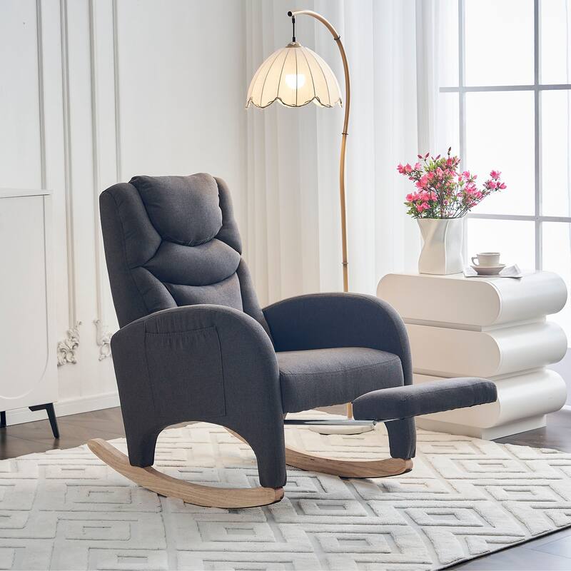 Teddy Fabric Nursery Rocking Chair With Adjustable Footrest