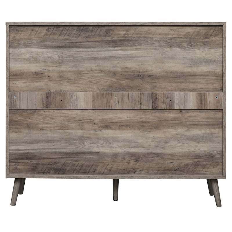 GDFStudio - Modern Engineered Rattan Shoe Storage Cabinet with 4 Doors