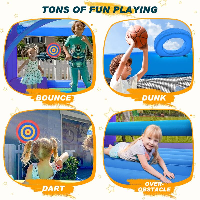 15.3'x 12' Large Bounce House 840D Oxford Inflatable Bouncers for 6 Kids with Blower & Slide - 15.3'x 12'