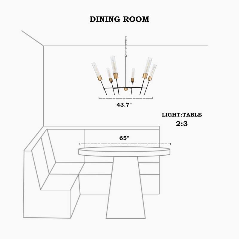 Modern Black Gold 6-Light Chandelier Crown Design Light Fixture for Dining Room - 43.7 " × 26.4 "