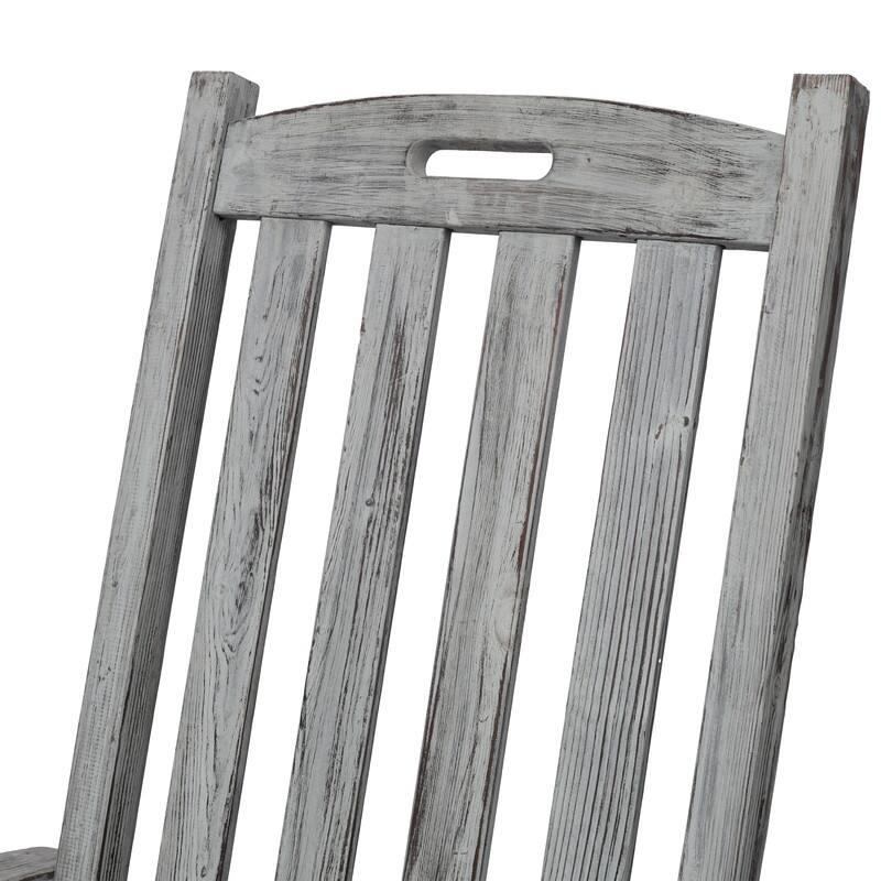 Extra-Wide Wooden Rocking Chair – High Backrest Design for Indoor/Outdoor Comfort‌ - 35.60in. W X27.00in.DX45.20in. H