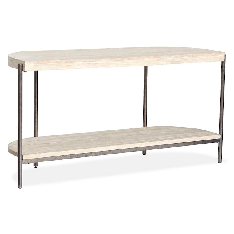 Magnussen Home Jennings Edgecomb Grey and Weathered Antique Nickel Demilune Sofa Table - 56''W x 18''D x 28''H