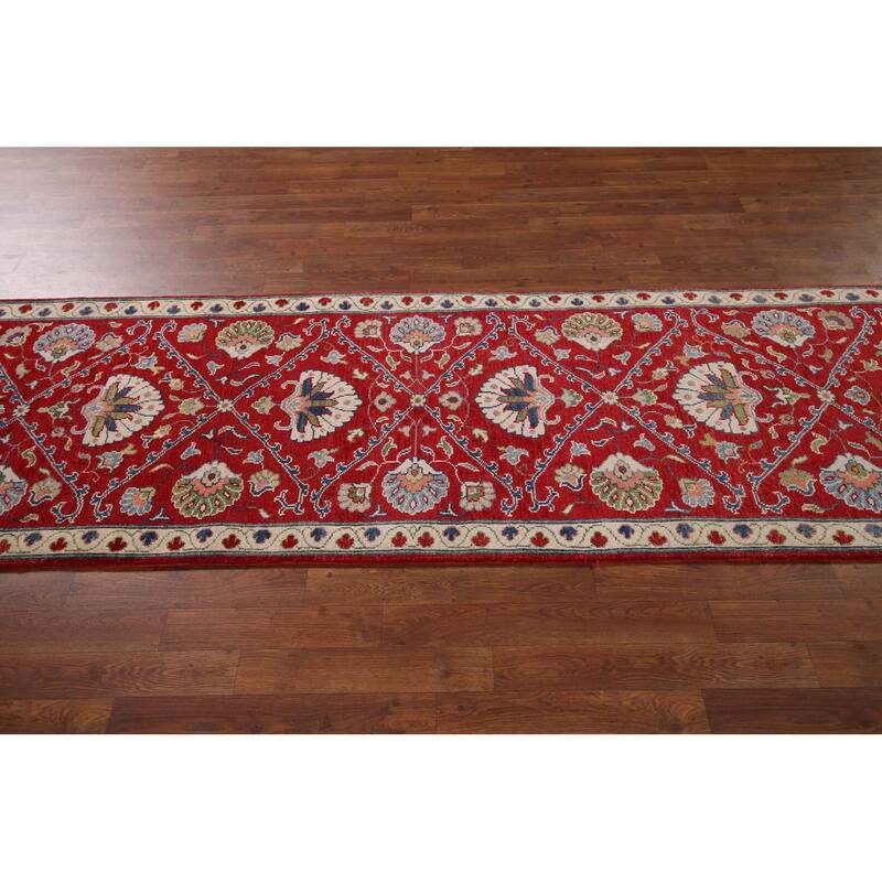 Red Kazak Runner Rug Handmade Traditional Wool Carpet - 2'9" x 9'8"