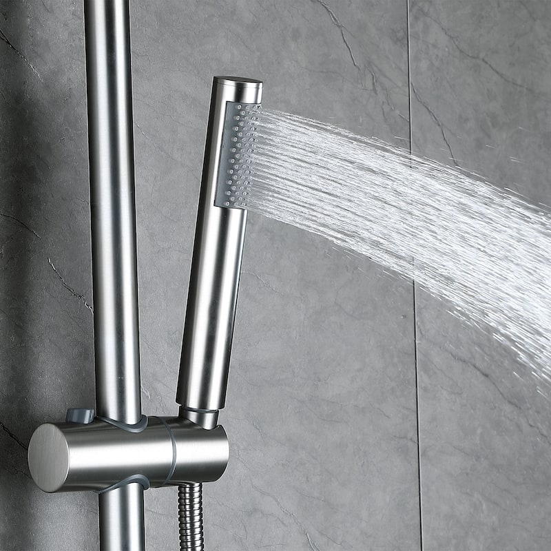 Outdoor 10 Inch Round Rain Shower Set with Handheld Shower (Adjustable Slider)