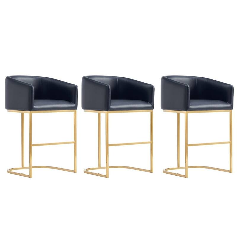 Manhattan Comfort Louvre Mid-Century Modern Leatherette Upholstered Counter Barstool