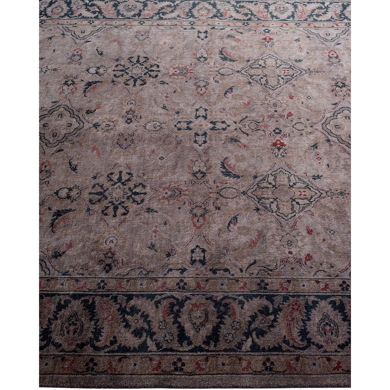 Overton Hand Knotted Wool Vintage Inspired Modern Contemporary Overdyed Gray Area Rug - 4' 4" x 6' 1"