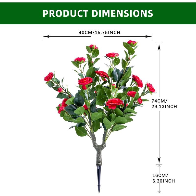 35.4" Artificial Topiary Flower with Ground Spike Set of 2,Artificial Trees with Camellia Flowers