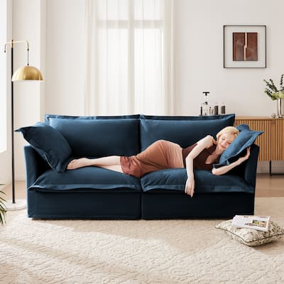 83" Chenille Loveseat Sofa with High Back Pillows