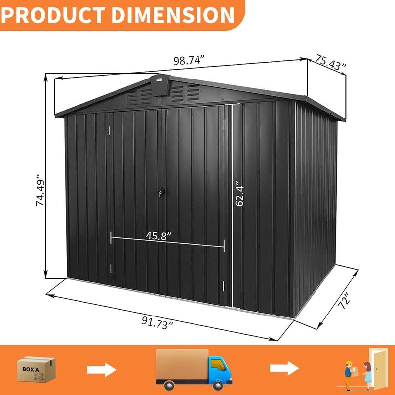CUSchoice Outdoor Metal Storage Shed with Lockable Door