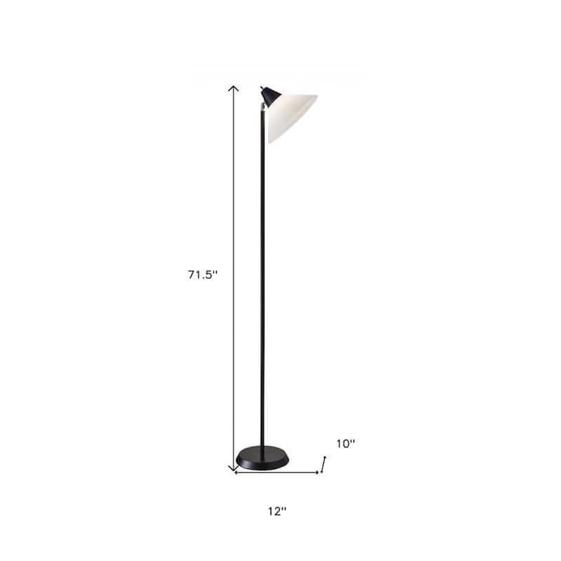 Metal Cone Floor Lamp with White Plastic Shade Rotary Switch - 10” x 12” x 71.5” (D x W x H)