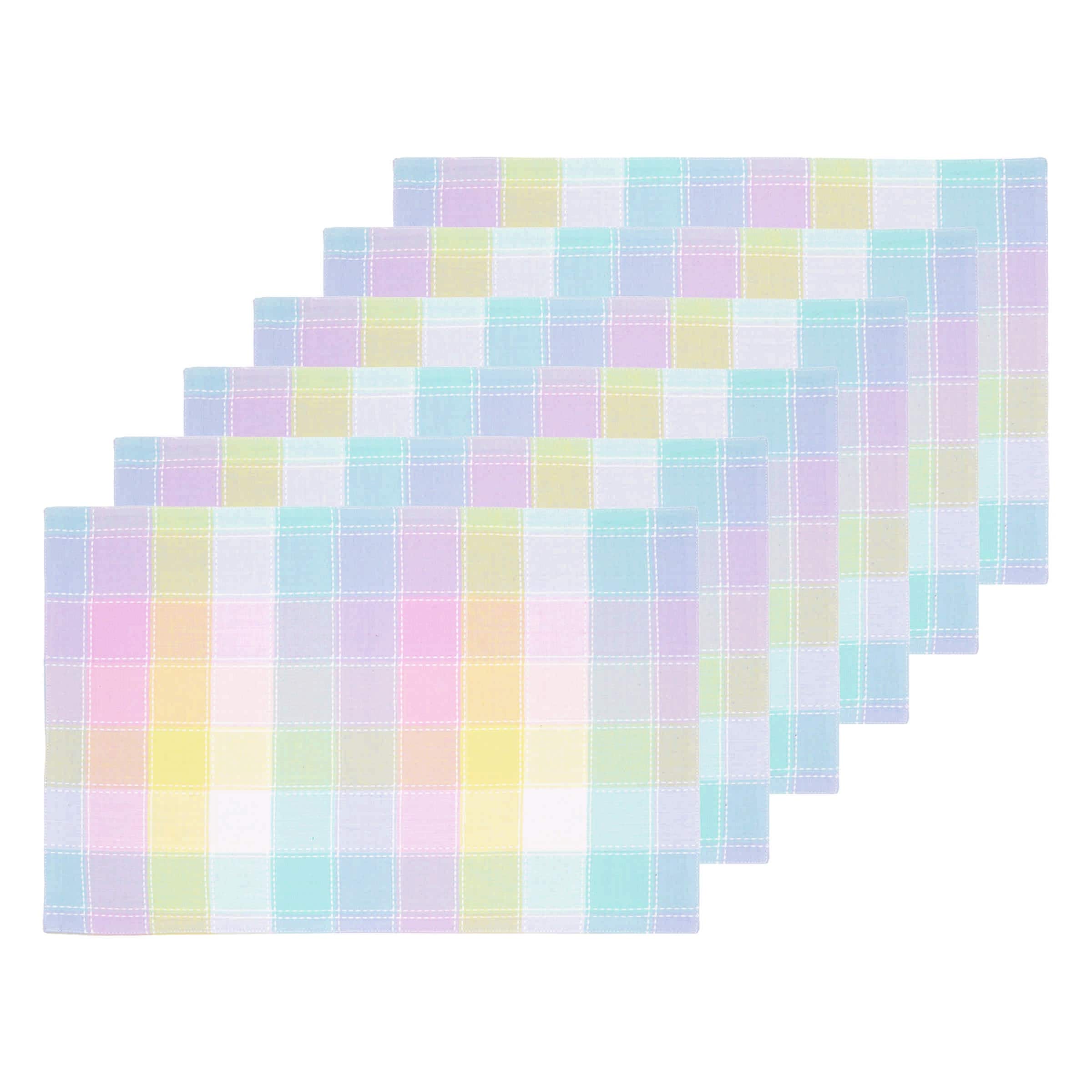 Hana Color Block Plaid Placemat Set 6
