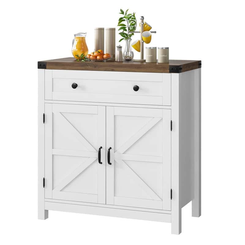 Coffee Bar Cabinet - 15.6"D x 30"W x 33.3"H - 15.6"D x 30"W x 33.3"H - White