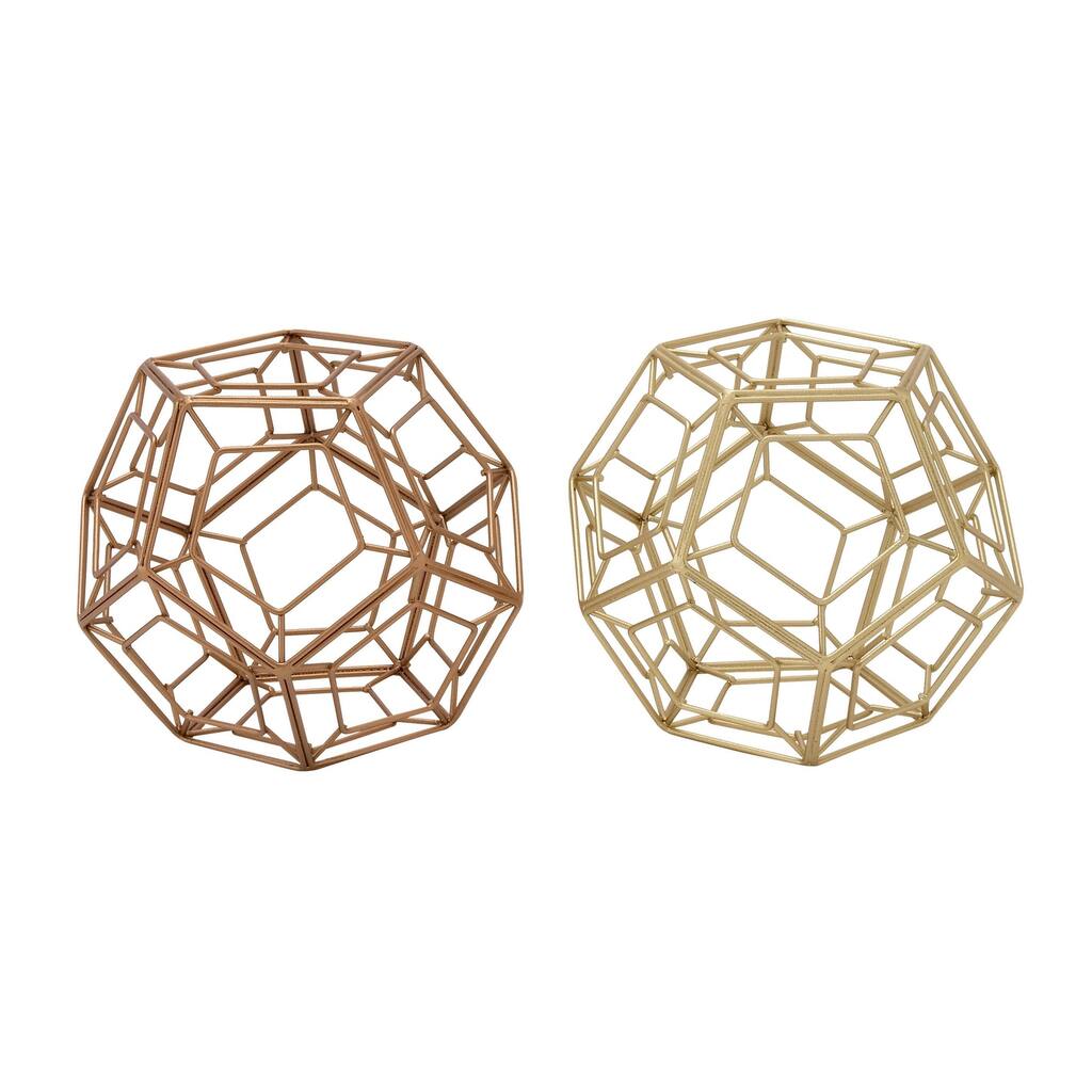 Metal Geometric Sculpture - Set of 2 Gold - Roche River Decor