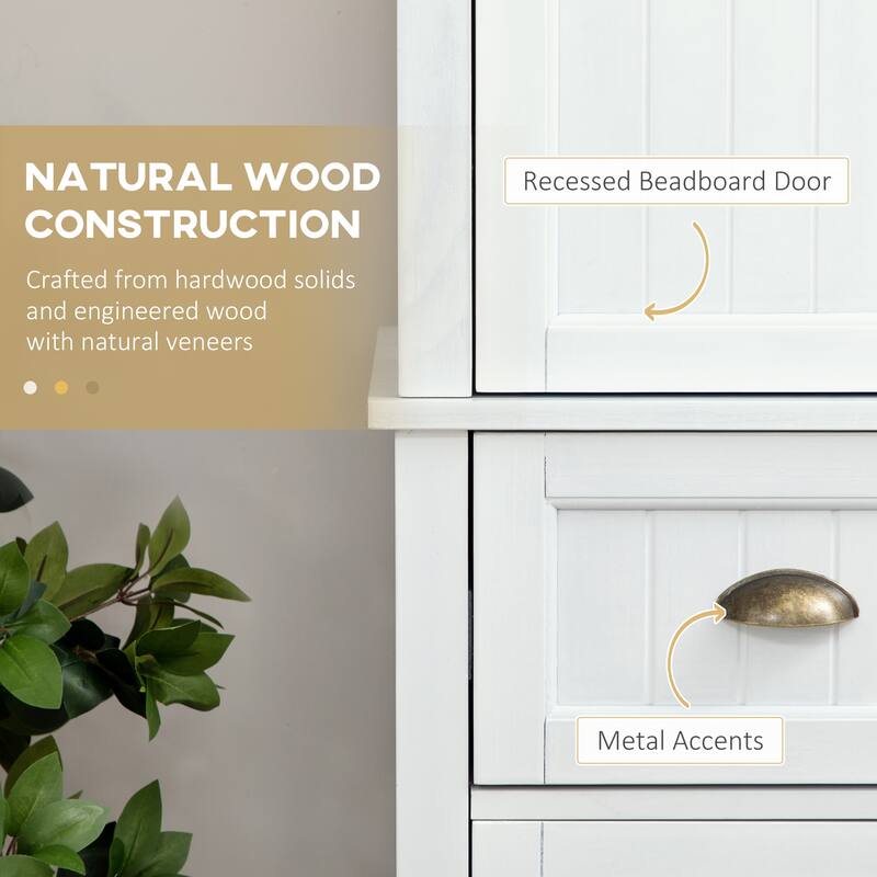 HOMCOM 72" Pinewood Large Kitchen Pantry Storage Cabinet, Freestanding Cabinet with Shelf Adjustability, Soft-Close Mechanism