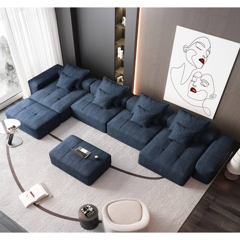 Modern 8 PCS DIY Combination Modular Sofa with 8 Pillows