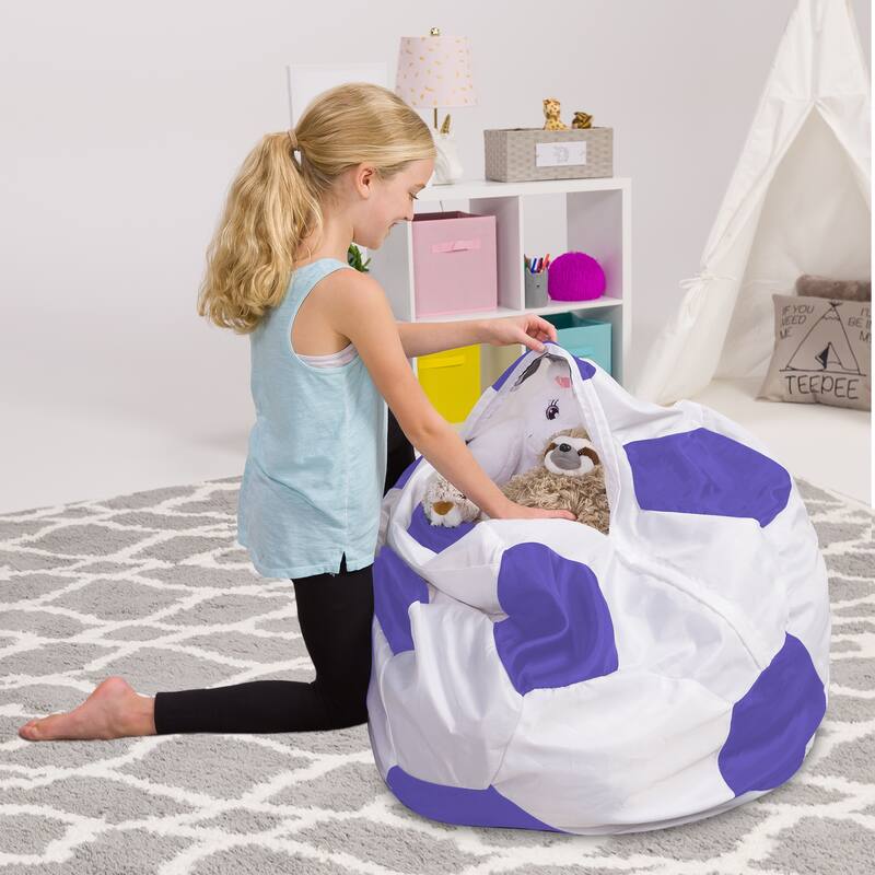 Kids Bean Bag Chair Cover Stuffed Animal Storage or Toy Organizer
